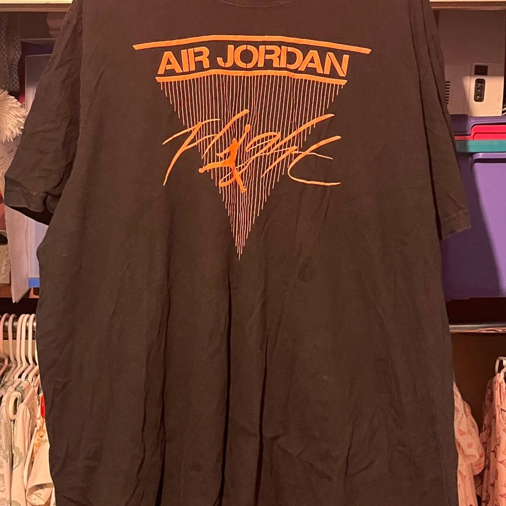 Vintage Air Jordan Men’s Size 3xl xxxl Black and Orange Graphic Flight Tee